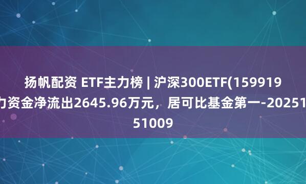 扬帆配资 ETF主力榜 | 沪深300ETF(159919)主力资金净流出2645.96万元，居可比基金第一-20251009